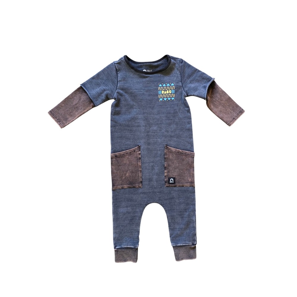 Rags‎ Baby Romper Jumpsuit One Piece Grey Brown Size 12-18 Months